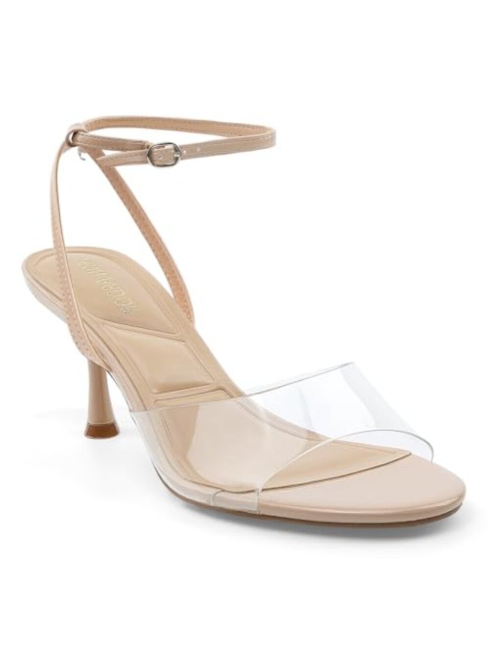 Women's Kitten Heel Sandals Slingback Pumps Open Toe Clear TPU Faux Leather